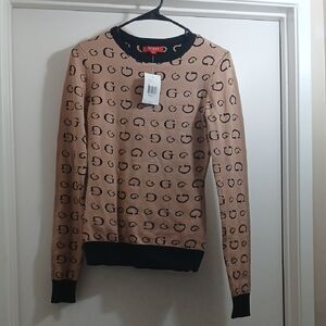 Guess Beige Sweater with Black Logo Trim
